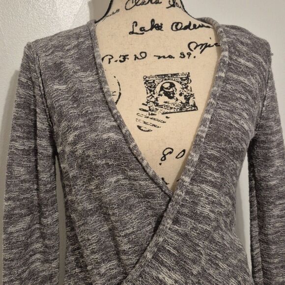 Free People Gotham Faux Wrap Top Sweater S Deep V Neck Knit Pullover Slouchy - Picture 10 of 11